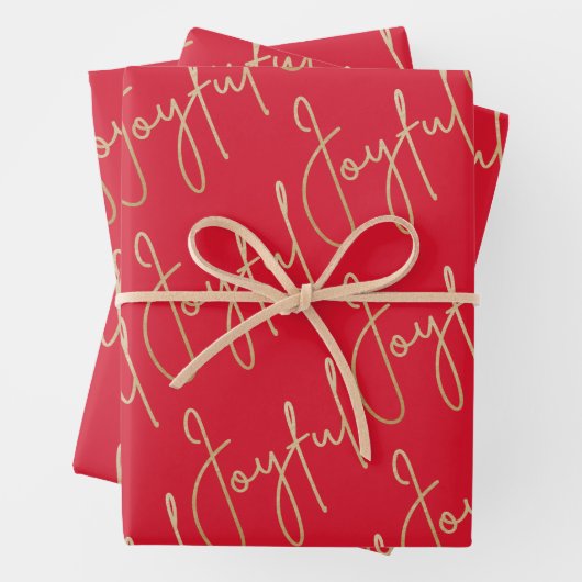 Gold JOYFUL on Red Geschenkpapier Set (Beispiel)