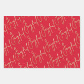 Gold JOYFUL on Red Geschenkpapier Set (Vorderseite)