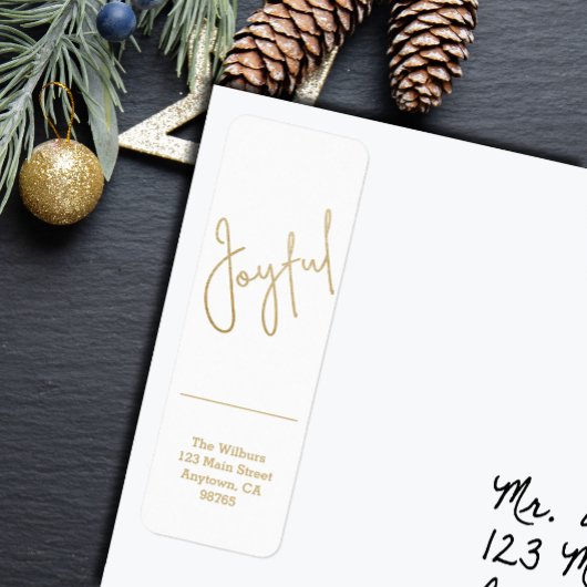 Gold JOYFUL on White Christmas Return Address
