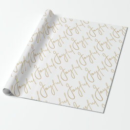 Gold JOYFUL on White Geschenkpapier