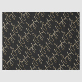 Gold JOYFUL Script on Black Seidenpapier