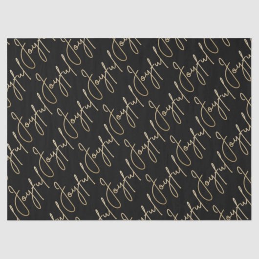Gold JOYFUL Script on Black Seidenpapier (Vorderseite)