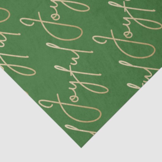 Gold JOYFUL Script on Green Seidenpapier (Detail)