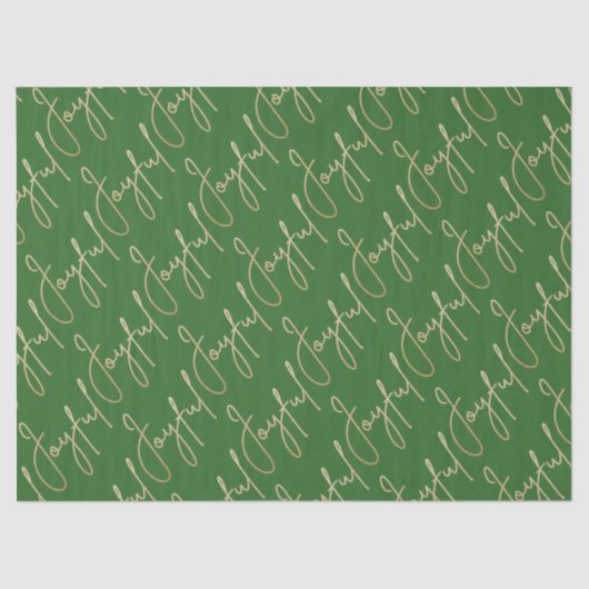 Gold JOYFUL Script on Green Seidenpapier (Vorderseite)