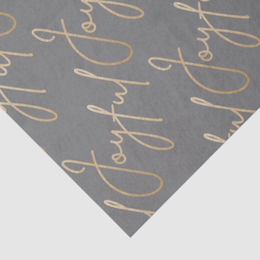 Gold JOYFUL Script on Grey Seidenpapier (Detail)