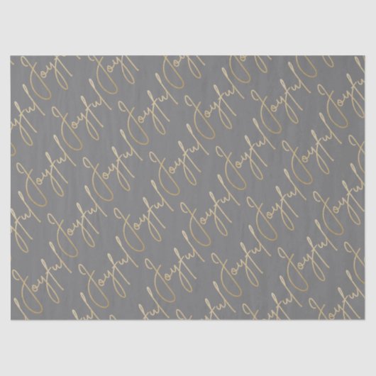Gold JOYFUL Script on Grey Seidenpapier (Vorderseite)