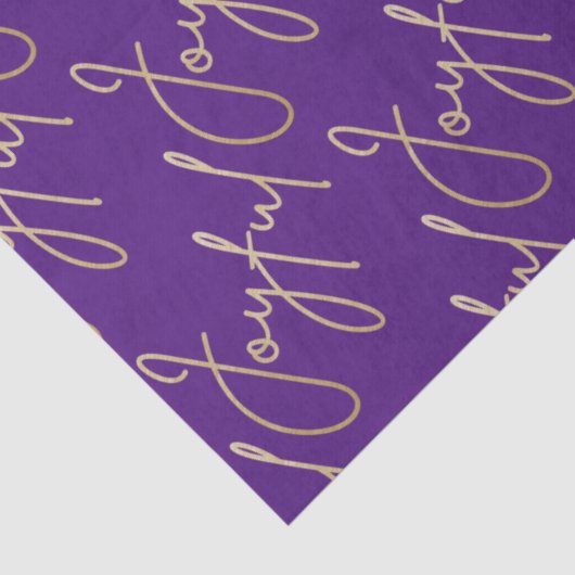 Gold JOYFUL Script on Purple Seidenpapier (Detail)