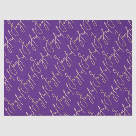 Gold JOYFUL Script on Purple Seidenpapier (Vorderseite)