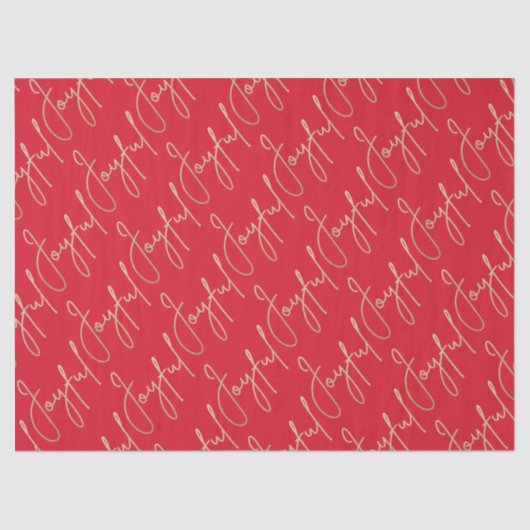 Gold JOYFUL Script on Red Seidenpapier (Vorderseite)