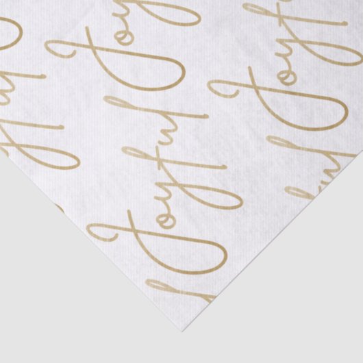 Gold JOYFUL Script on White Seidenpapier (Detail)