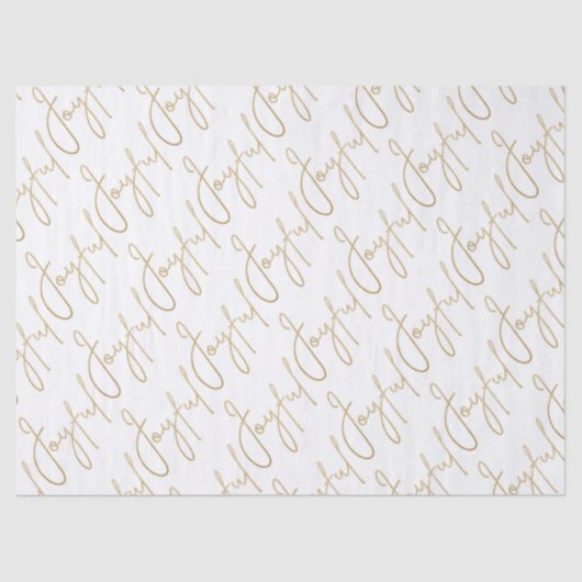 Gold JOYFUL Script on White Seidenpapier (Vorderseite)