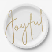 Gold JOYFUL White Christmas Pappteller (Vorderseite)