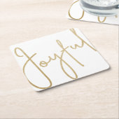 Gold JOYFUL zu Weißen Weihnachten Rechteckiger Pappuntersetzer (angewinkelt)