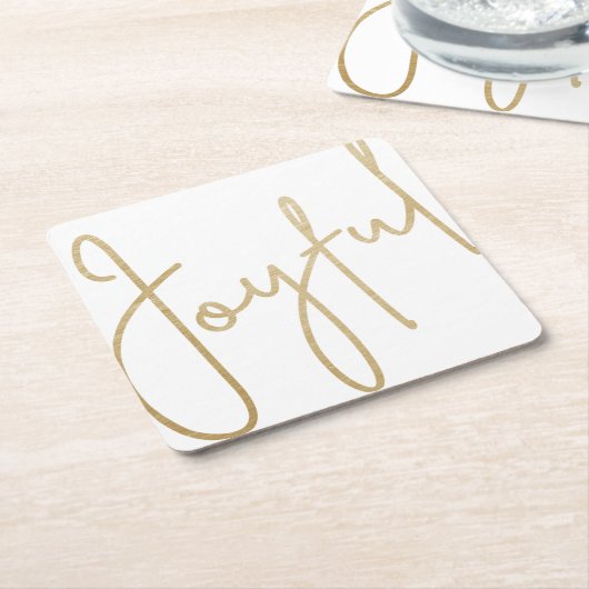 Gold JOYFUL zu Weißen Weihnachten Rechteckiger Pappuntersetzer (angewinkelt)