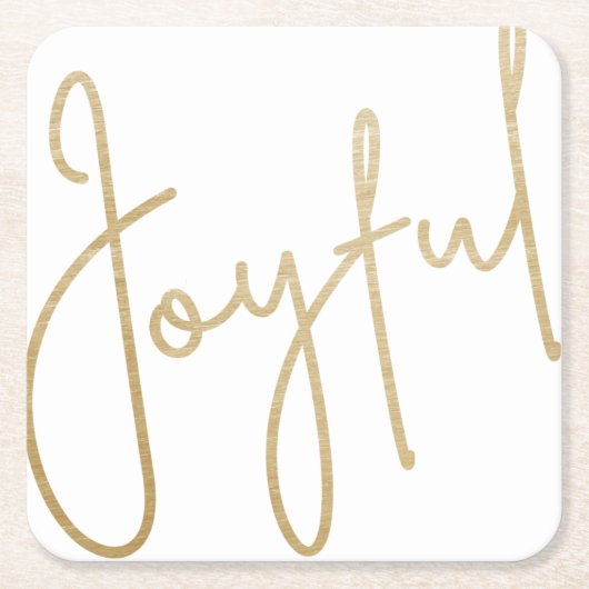 Gold JOYFUL zu Weißen Weihnachten Rechteckiger Pappuntersetzer (Vorderseite)