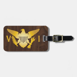 Gold Jungfrau Islands Flag, Imitate Dunkles Holz Gepäckanhänger