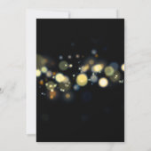 Gold just Married Bokeh Black Back Empfang Einladung (Rückseite)