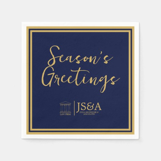 Gold Justice Columns Law Firm Season's Greetings  Serviette (Vorderseite)