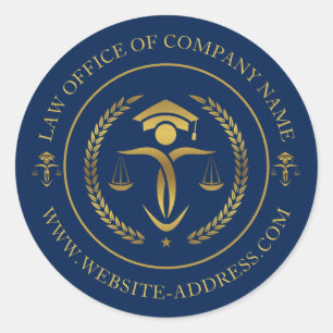 Gold Justice Logo mit benutzerdefiniertem Text auf Runder Aufkleber