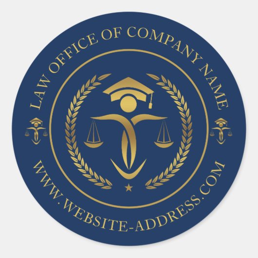 Gold Justice Logo mit benutzerdefiniertem Text auf Runder Aufkleber (Vorderseite)