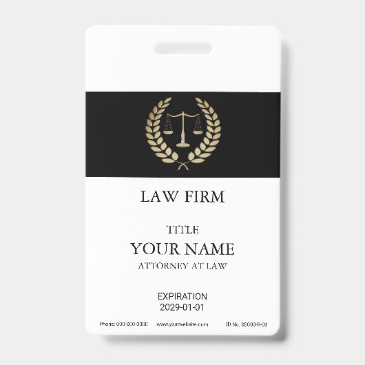 Gold Justice Scale-Abzeichen Ausweis (Vorderseite)