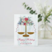 Gold Justice Scale Holly Wreath Anwalt Weihnachten (Stehend Vorderseite)