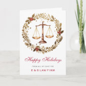 Gold Justice Scale Holly Wreath Anwalt Weihnachten (Vorderseite)