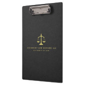 Gold Justice Scale Logo Black Leather Klemmbrett (Links)