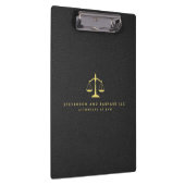 Gold Justice Scale Logo Black Leather Klemmbrett (Rechts)