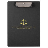Gold Justice Scale Logo Black Leather Klemmbrett (Vorderseite)