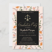 Gold Justice Scale Wildflowers Photo Graduation Einladung (Vorderseite)