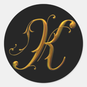 Gold-K-Monogramm Runder Aufkleber