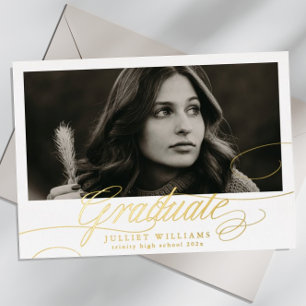GOLD Kalligrafie Foto Abitur/ Schulabschluss Folieneinladung