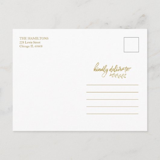 Gold Kalligrafie Foto Glücklichste Weihnachten Postkarte (Rückseite)