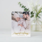 Gold Kalligrafie Foto Glücklichste Weihnachten Postkarte (Stehend Vorderseite)