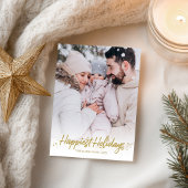 Gold Kalligrafie Foto Glücklichste Weihnachten Postkarte