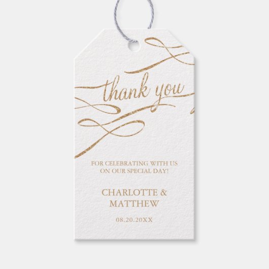 Gold Kalligraphie Vielen Dank für Ihre Unterstützu Geschenkanhänger (Vorderseite)