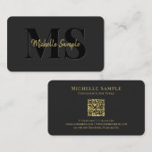 Gold-Kalligraphischer Name QR-Code Skript Luxe Visitenkarte (Vorne/Hinten)