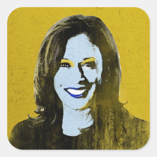 Gold Kamala Harris Pop Art Quadratischer Aufkleber (Vorderseite)