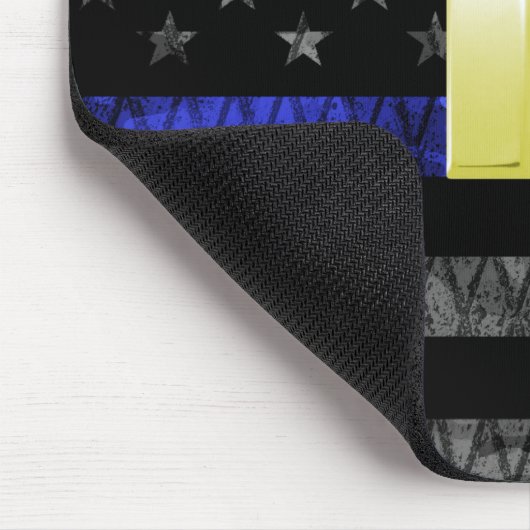 (Gold) Kapitän Thin Blue Line Distressed Flag Mousepad (Ecke)