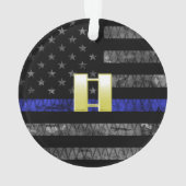 (Gold) Kapitän Thin Blue Line Distressed Flag Ornament (Rückseite)