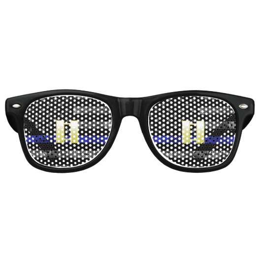 (Gold) Kapitän Thin Blue Line Distressed Flag Partybrille (Vorderseite)