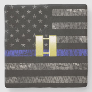 (Gold) Kapitän Thin Blue Line Distressed Flag Steinuntersetzer