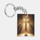 Gold keltisches Kreuz mit Kreuzigung Schlüsselanhänger (Vorderseite links)