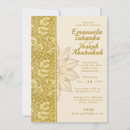 Gold Kente Wedding Einladung mit Blume Details