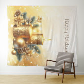 Gold Kerzen Weihnachtsfeiertag Hintergrund Wandteppich (Beispiel (Horizontal))