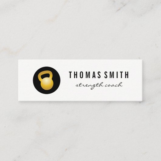 (Gold) Kettle Bell Fitness Trainer Mini Visitenkarte (Vorderseite)