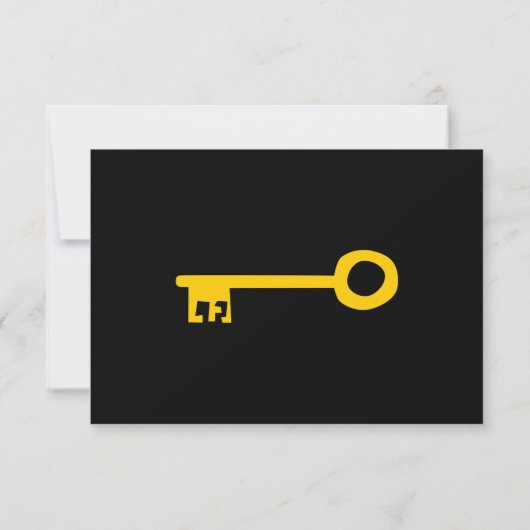 Gold Key auf schwarz. RSVP Karte (Rückseite)