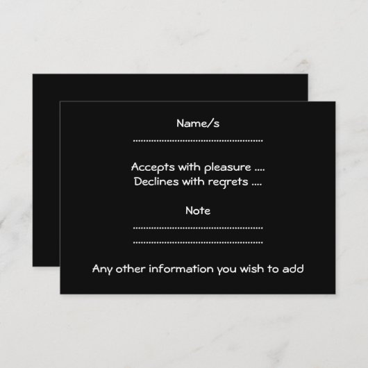 Gold Key auf schwarz. RSVP Karte (Vorne/Hinten)