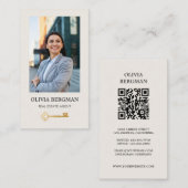 Gold Key Beruflich Real Anwesen Foto QR CODE Visitenkarte (Vorne/Hinten)